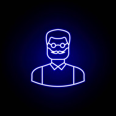 mavi neon tarzı avatar yazar anahat simgesi. İşaretler ve semboller web logosu mobil uygulama Ui Ux için kullanılabilir