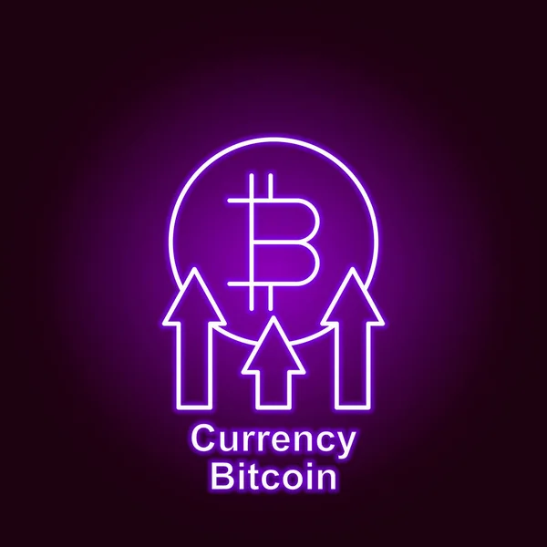 Bitcoin currency outline icon in neon style. Element of cryptocurrency illustration icons. Signs and symbols can be used for web, logo, mobile app, UI, UX — Stock Vector