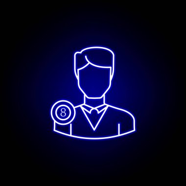 mavi neon tarzı avatar bilardo hattı simgesi. İşaretler ve semboller web logosu mobil uygulama Ui Ux için kullanılabilir