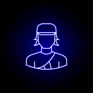 mavi neon tarzı avatar okçu çizgi simgesi. İşaretler ve semboller web logosu mobil uygulama Ui Ux için kullanılabilir