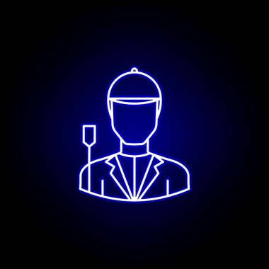 mavi neon tarzı avatar horseman çizgi simgesi. İşaretler ve semboller web logosu mobil uygulama Ui Ux için kullanılabilir