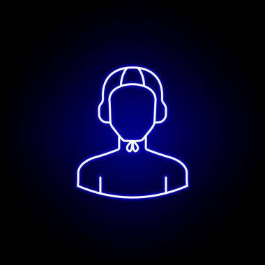 mavi neon tarzı avatar su topu hattı simgesi. İşaretler ve semboller web logosu mobil uygulama Ui Ux için kullanılabilir