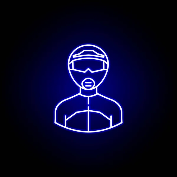Mavi neon tarzı avatar motokros çizgi simgesi. İşaretler ve semboller web logosu mobil uygulama Ui Ux için kullanılabilir — Stok Vektör