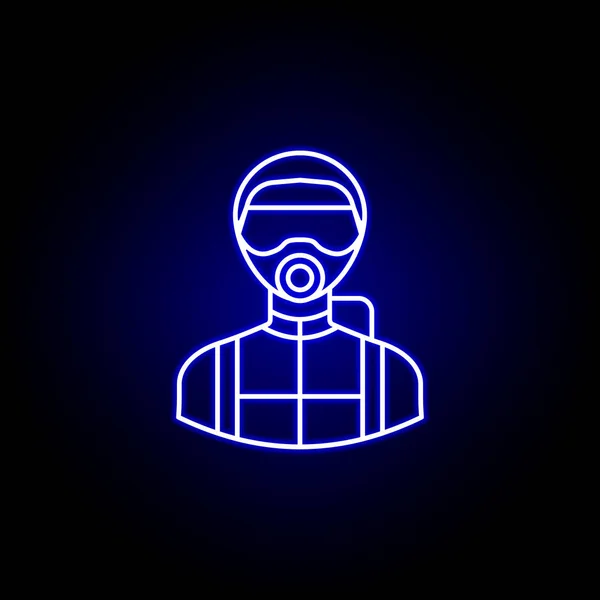 Avatar Diver linje ikon i blå Neon stil. Tecken och symboler kan användas för webb logotypen mobil app UI UX — Stock vektor