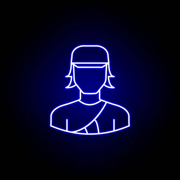 Mavi neon tarzı avatar okçu çizgi simgesi. İşaretler ve semboller web logosu mobil uygulama Ui Ux için kullanılabilir — Stok Vektör
