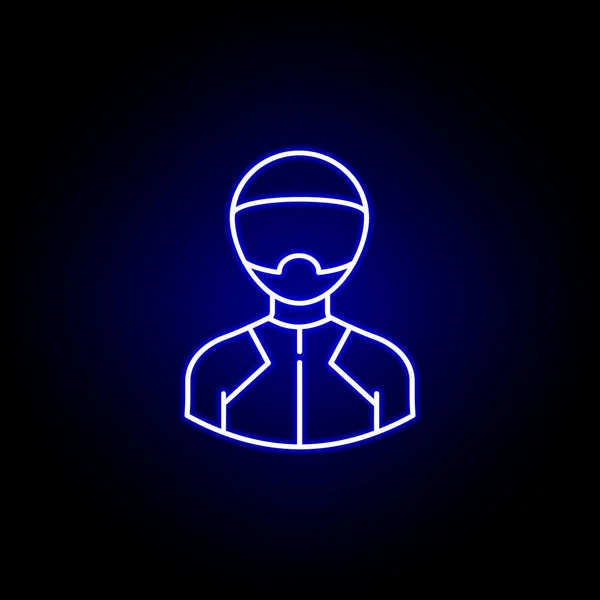ไอคอนบรรทัด Bobsleigh ในสไตล์นีออนสีฟ้า สัญลักษณ์และสัญลักษณ์สามารถใช้สําหรับเว็บโลโก้ แอพมือถือ UI UX — ภาพเวกเตอร์สต็อก