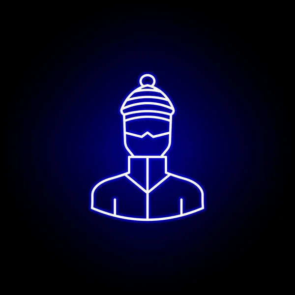 Аватар сноуборд линии значок в синем неоновом стиле. Знаки и символы могут быть использованы для веб-логотипа мобильного приложения UI UX — стоковый вектор