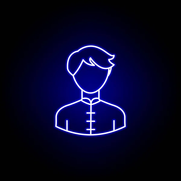 Avatar Wushu linje ikon i blått Neon stil. Tecken och symboler kan användas för webb logotypen mobil app UI UX — Stock vektor