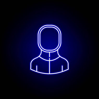 mavi neon tarzı avatar eskrimci çizgi simgesi. İşaretler ve semboller web logosu mobil uygulama Ui Ux için kullanılabilir
