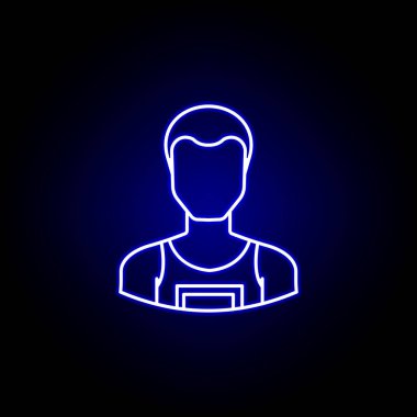 mavi neon tarzı avatar koşucu çizgi simgesi. İşaretler ve semboller web logosu mobil uygulama Ui Ux için kullanılabilir