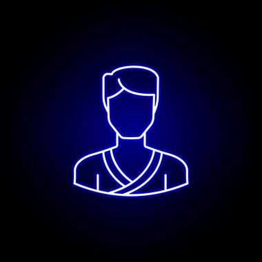mavi neon tarzı avatar tekvando çizgi simgesi. İşaretler ve semboller web logosu mobil uygulama Ui Ux için kullanılabilir