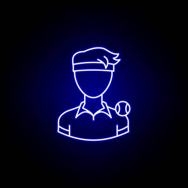 mavi neon tarzı avatar tenisçi çizgi simgesi. İşaretler ve semboller web logosu mobil uygulama Ui Ux için kullanılabilir