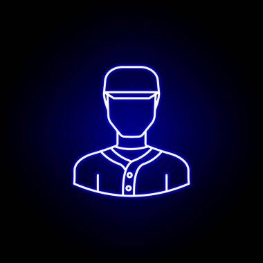 mavi neon tarzı avatar basketbol oyuncusu çizgi simgesi. İşaretler ve semboller web logosu mobil uygulama Ui Ux için kullanılabilir