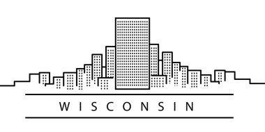 Wisconsin şehir hattı simgesi. Abd devletleri nin elementi illüstrasyon simgeleri. İşaretler, semboller web, logo, mobil uygulama, Ui, Ux için kullanılabilir