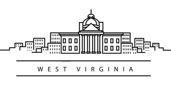 Virginie-Occidentale icône de ligne. Element of USA présente des icônes d'illustration. Signes, symboles peuvent être utilisés pour le web, logo, application mobile, UI, UX — Image vectorielle