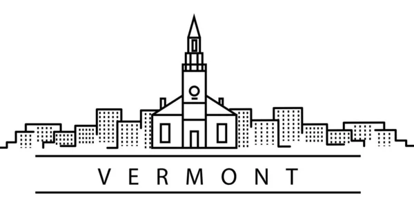 Icône de ligne de ville du Vermont. Element of USA présente des icônes d'illustration. Signes, symboles peuvent être utilisés pour le web, logo, application mobile, UI, UX — Image vectorielle