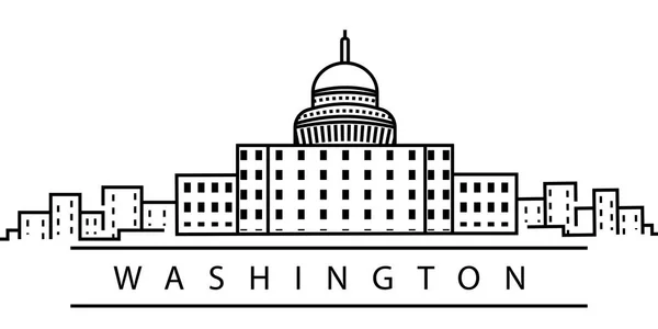 Washington City line-ikonen. Element i USA stater illustration ikoner. Tecken, symboler kan användas för webb, logo, mobilapp, UI, UX — Stock vektor
