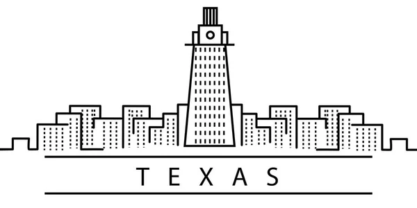 Texas City Line icône. Element of USA présente des icônes d'illustration. Signes, symboles peuvent être utilisés pour le web, logo, application mobile, UI, UX — Image vectorielle