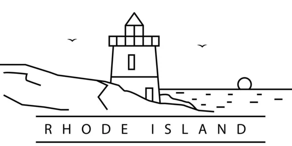 Icône de la ligne de Rhode Island. Element of USA présente des icônes d'illustration. Signes, symboles peuvent être utilisés pour le web, logo, application mobile, UI, UX — Image vectorielle