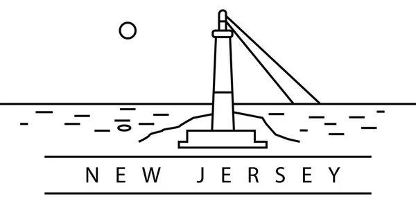 Icono de la línea de Nueva Jersey. Elemento de los estados de Estados Unidos iconos ilustración. Signos, símbolos se pueden utilizar para la web, logotipo, aplicación móvil, interfaz de usuario, UX — Archivo Imágenes Vectoriales