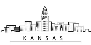 Kansas şehir hattı simgesi. Abd devletleri nin elementi illüstrasyon simgeleri. İşaretler, semboller web, logo, mobil uygulama, Ui, Ux için kullanılabilir
