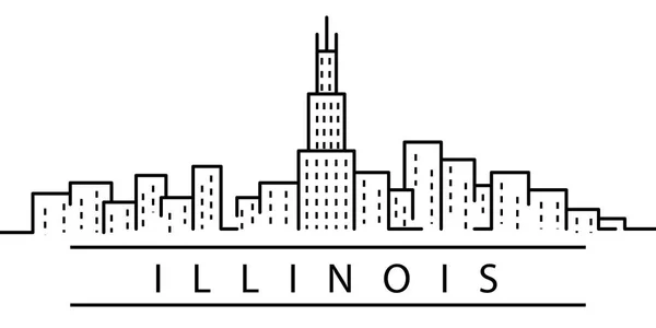 Illinois şehir hattı simgesi. Abd devletleri nin elementi illüstrasyon simgeleri. İşaretler, semboller web, logo, mobil uygulama, Ui, Ux için kullanılabilir — Stok Vektör
