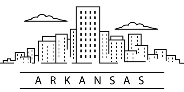 Icône Arkansas City Line. Element of USA présente des icônes d'illustration. Signes, symboles peuvent être utilisés pour le web, logo, application mobile, UI, UX — Image vectorielle