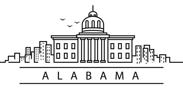 Alabama city line icon. Element of USA states illustration icons. Signs, symbols can be used for web, logo, mobile app, UI, UX — Stock Vector