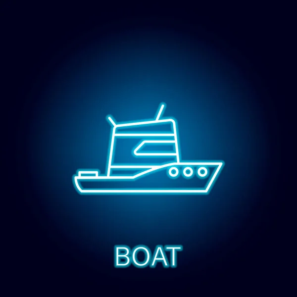 Иконка морского транспорта в неоновом стиле. Знаки и символы могут быть использованы для веб, логотип, мобильное приложение, пользовательский интерфейс, UX — стоковый вектор