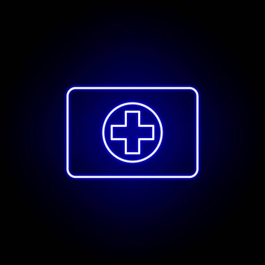 neon tarzı nda ilk yardım kiti sağlıklı spor hattı simgesi. Kış sporu illüstrasyon unsuru. İşaretler ve semboller simgesi web, logo, mobil uygulama, Ui, Ux için kullanılabilir
