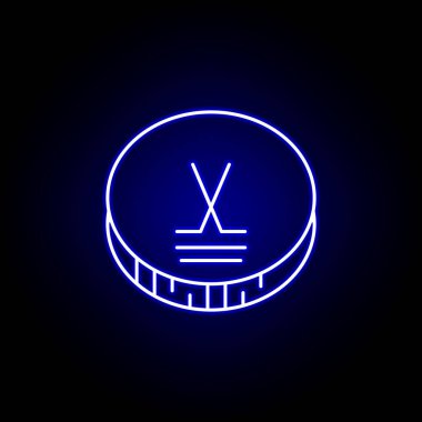 neon tarzı hokey disk çizgi simgesi. Kış sporu illüstrasyon unsuru. İşaretler ve semboller simgesi web, logo, mobil uygulama, Ui, Ux için kullanılabilir