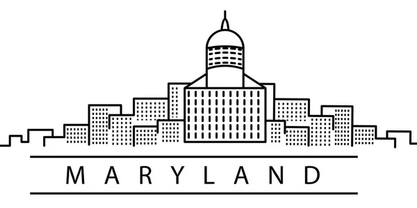 Ikona města Maryland. Prvek USA uvádí ilustrace ikon. Značky, symboly mohou být použity pro web, logo, mobilní aplikace, UI, UX — Stockový vektor