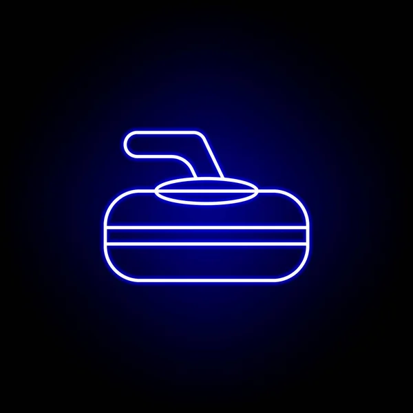 Curling ícone de linha no estilo neon. Elemento da ilustração do esporte de inverno. Sinais e símbolos ícone pode ser usado para web, logotipo, aplicativo móvel, UI, UX — Vetor de Stock