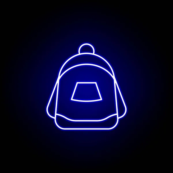 Ícone de linha de saco em estilo neon. Elemento da ilustração do esporte de inverno. Sinais e símbolos ícone pode ser usado para web, logotipo, aplicativo móvel, UI, UX — Vetor de Stock