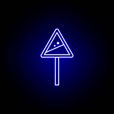 neon tarzında çığ işareti uyarı satırı simgesi. Kış sporu illüstrasyon unsuru. İşaretler ve semboller simgesi web, logo, mobil uygulama, Ui, Ux için kullanılabilir