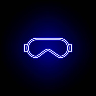 neon tarzında snowboardcu gözlük simgesi. Kış sporu illüstrasyon unsuru. İşaretler ve semboller simgesi web, logo, mobil uygulama, Ui, Ux için kullanılabilir