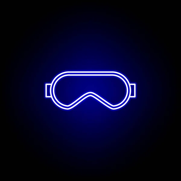 Neon tarzında snowboardcu gözlük simgesi. Kış sporu illüstrasyon unsuru. İşaretler ve semboller simgesi web, logo, mobil uygulama, Ui, Ux için kullanılabilir — Stok Vektör