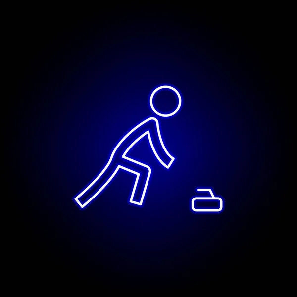 Icona linea curling in stile neon. Elemento di illustrazione degli sport invernali. Segni e simboli icona può essere utilizzato per il web, logo, app mobile, UI, UX — Vettoriale Stock