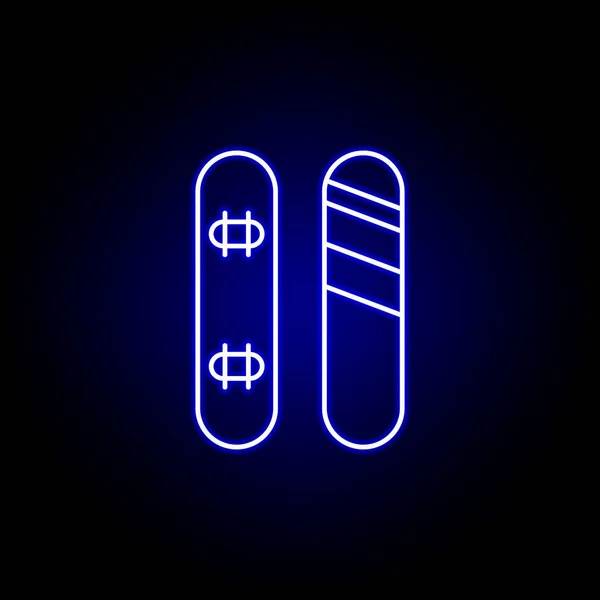 Línea de snowboard icono en estilo neón. Elemento de la ilustración del deporte de invierno. Signos y símbolos icono se puede utilizar para la web, logotipo, aplicación móvil, interfaz de usuario, UX — Vector de stock