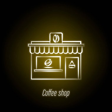 kahve dükkanı el neon simgesi çizmek. Kahve illüstrasyon simgesinin öğesi. İşaretler ve semboller web, logo, mobil uygulama, Ui, Ux için kullanılabilir