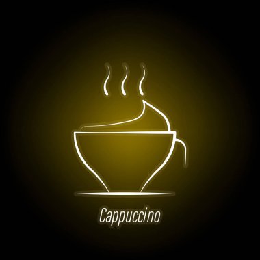 kahve cappuccino el neon simgesi çizmek. Kahve illüstrasyon simgesinin öğesi. İşaretler ve semboller web, logo, mobil uygulama, Ui, Ux için kullanılabilir