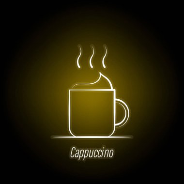 kahve cappuccino el neon simgesi çizmek. Kahve illüstrasyon simgesinin öğesi. İşaretler ve semboller web, logo, mobil uygulama, Ui, Ux için kullanılabilir