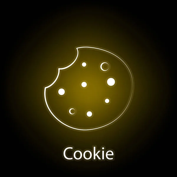 Fast food cookie linha ícone de néon. Elemento do ícone de ilustração de alimentos. Sinais e símbolos podem ser usados para web, logotipo, aplicativo móvel, UI, UX — Vetor de Stock