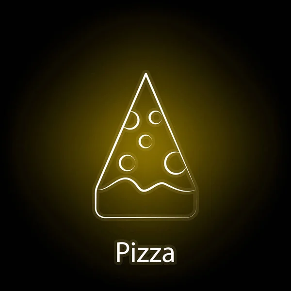 Rychlá potravinová Pizza linka na neonové ikoně. Prvek potravinové ilustrace ikony. Značky a symboly mohou být použity pro web, logo, mobilní aplikace, UI, UX — Stockový vektor