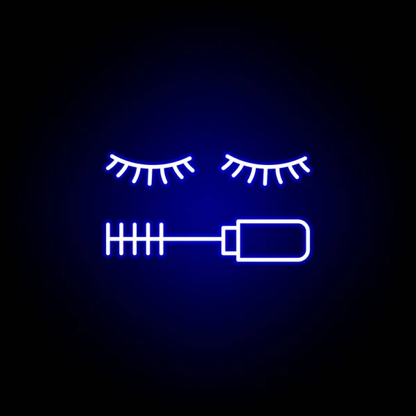 Mascara linje Neon ikon. Inslag av skönhet och kosmetika illustration ikon. Skyltar och symboler kan användas för webb, logo, mobilapp, UI, UX — Stock vektor