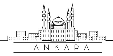 Ankara şehir anahat simgesi. Türkiye'nin unsurları şehirler illüstrasyon simgeleri. İşaretler, semboller web, logo, mobil uygulama, Ui, Ux için kullanılabilir