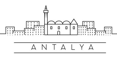 Antalya şehir anahat simgesi. Türkiye'nin unsurları şehirler illüstrasyon simgeleri. İşaretler, semboller web, logo, mobil uygulama, Ui, Ux için kullanılabilir