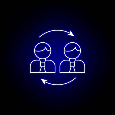 Exchange erkekler satır neon simgesi. İş çizim satır simgesi nin öğeleri. İşaretler ve semboller web, logo, mobil uygulama, Ui, Ux için kullanılabilir