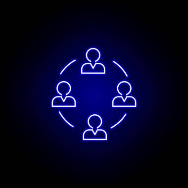 Topluluk erkekler hattı neon simgesi. İş çizim satır simgesi nin öğeleri. İşaretler ve semboller web, logo, mobil uygulama, Ui, Ux için kullanılabilir