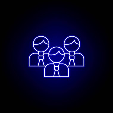 Takım erkekleri neon simgesini sıralar. İş çizim satır simgesi nin öğeleri. İşaretler ve semboller web, logo, mobil uygulama, Ui, Ux için kullanılabilir